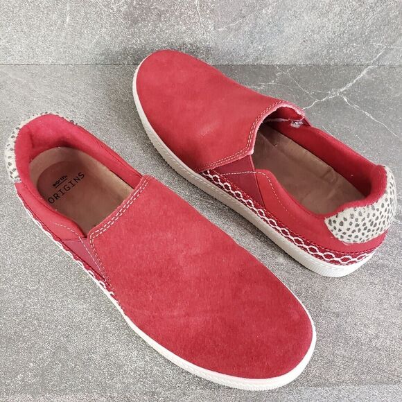 Earth Origins Shoes Womens 7 W Red Suede Slip-Ons Zandel Casual Comfort - Picture 2 of 12